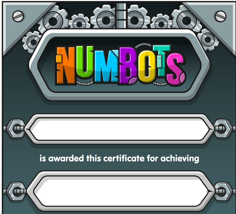 Numbots certificate image