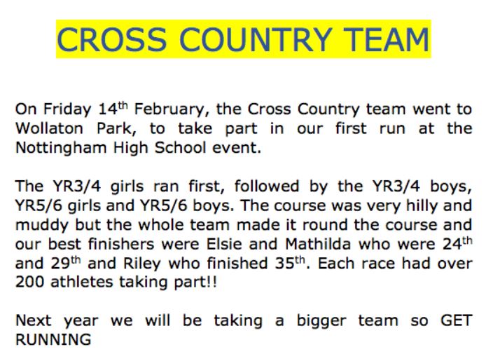 Cross Country Team